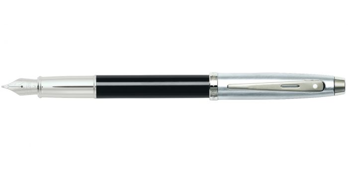 SHEAFFER 100 FOUNTAIN PEN BLACK BARREL BRUSHED CHROME CAP